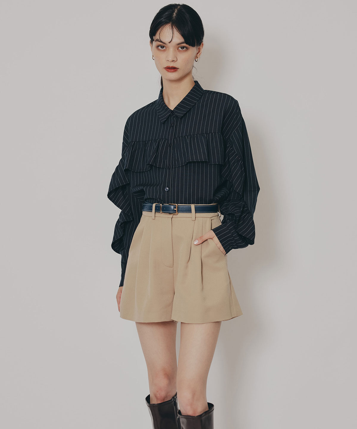 REDYAZEL「フリルラインストライプブラウス」|シャツ・ブラウス|
