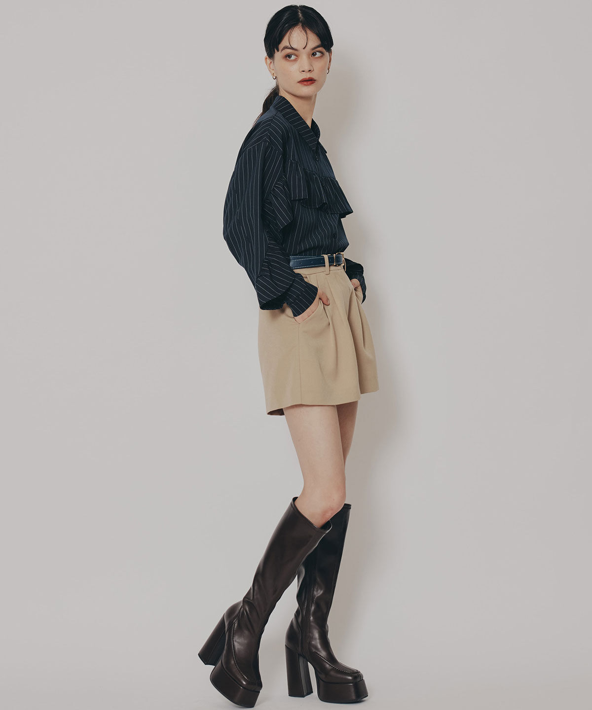 REDYAZEL「フリルラインストライプブラウス」|シャツ・ブラウス|