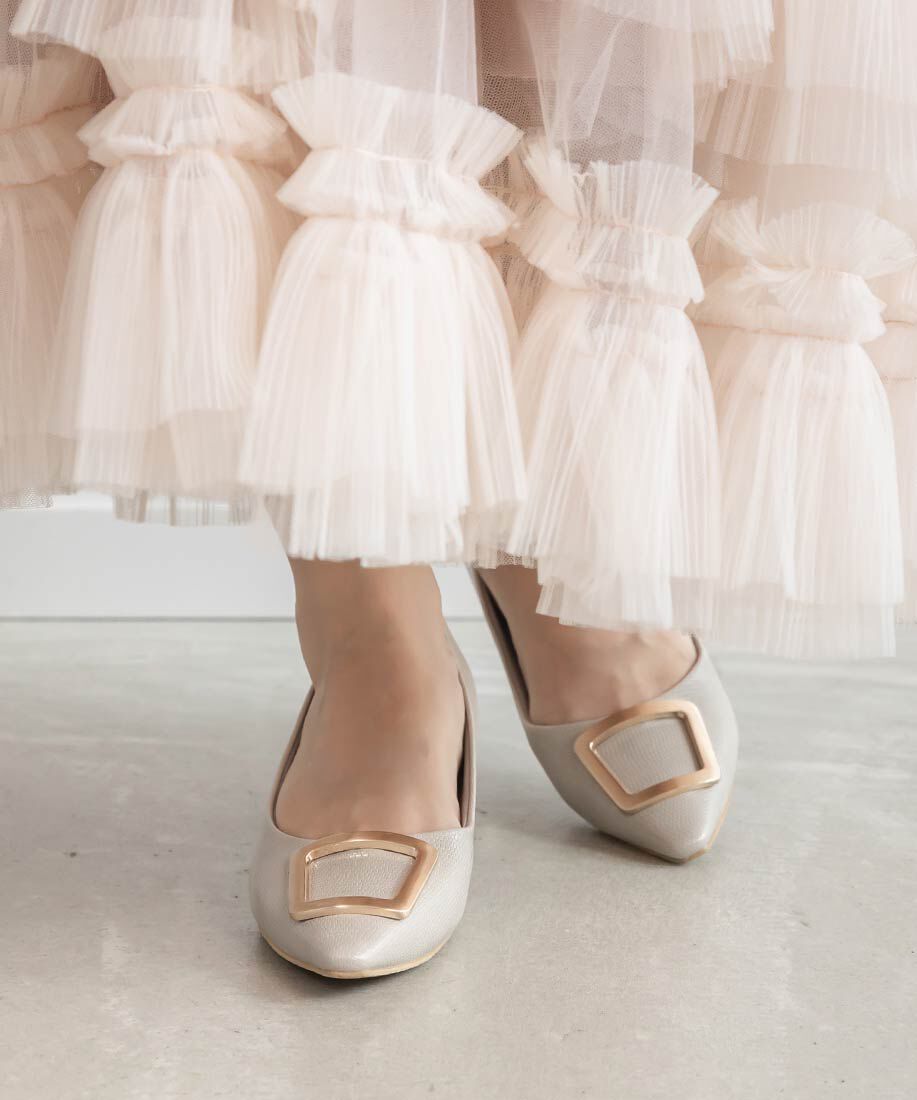  「スクエアゴールドパーツパンプス」|パンプス|