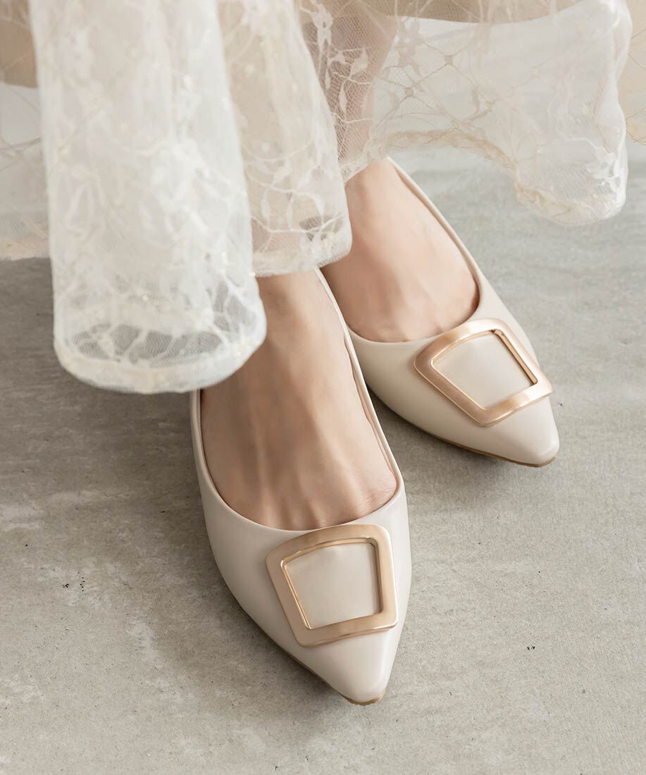  「スクエアゴールドパーツパンプス」|パンプス|