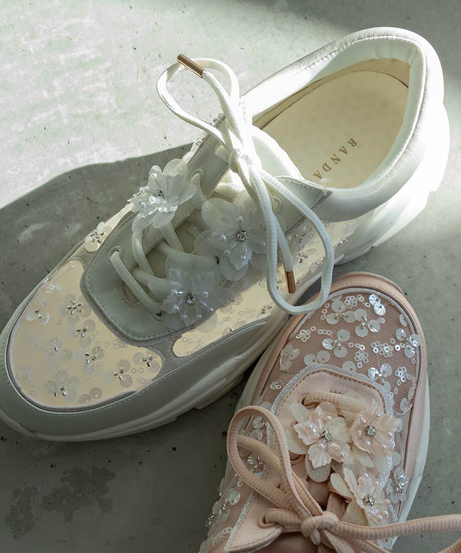  「【Flower Collection】2WAY フラワーデザインシアースニーカー」|スニーカー|