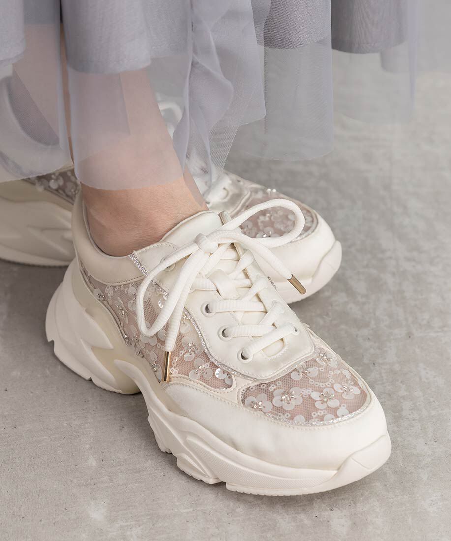  「【Flower Collection】2WAY フラワーデザインシアースニーカー」|スニーカー|