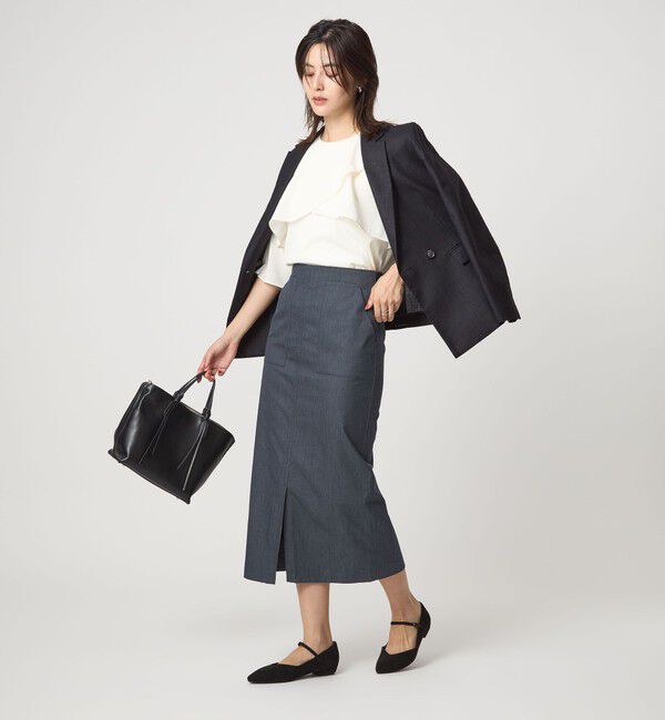 UNITED ARROWS green label relaxing「［size SHORTあり］キチントボトムス Iライン スリム タイト スカート シャンブレー」|タイト|