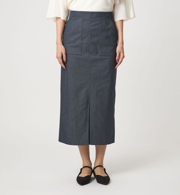 UNITED ARROWS green label relaxing「［size SHORTあり］キチントボトムス Iライン スリム タイト スカート シャンブレー」|タイト|