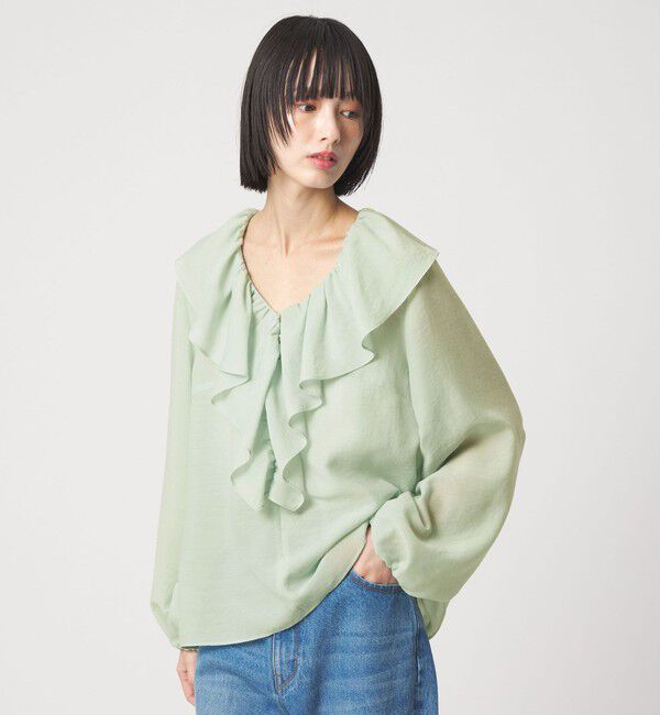 EMMEL REFINES「＜EMMEL REFINES＞EM スパンボイル フリル ブラウス」|シャツ・ブラウス|