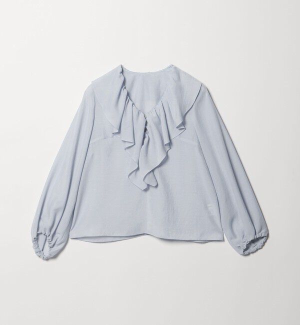 EMMEL REFINES「＜EMMEL REFINES＞EM スパンボイル フリル ブラウス」|シャツ・ブラウス|LT.BLUE