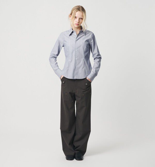 ATTISESSION「＜ATTISESSION＞コットン ストライプ スリム シャツ」|シャツ・ブラウス|NAVY