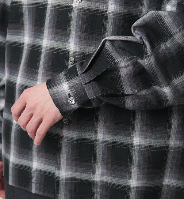 MONKEY TIME「コットン レーヨン オンブレ チェック オープンカラー シャツ」|シャツ・ブラウス|