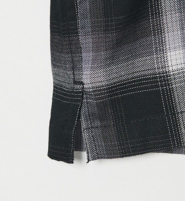 MONKEY TIME「コットン レーヨン オンブレ チェック オープンカラー シャツ」|シャツ・ブラウス|