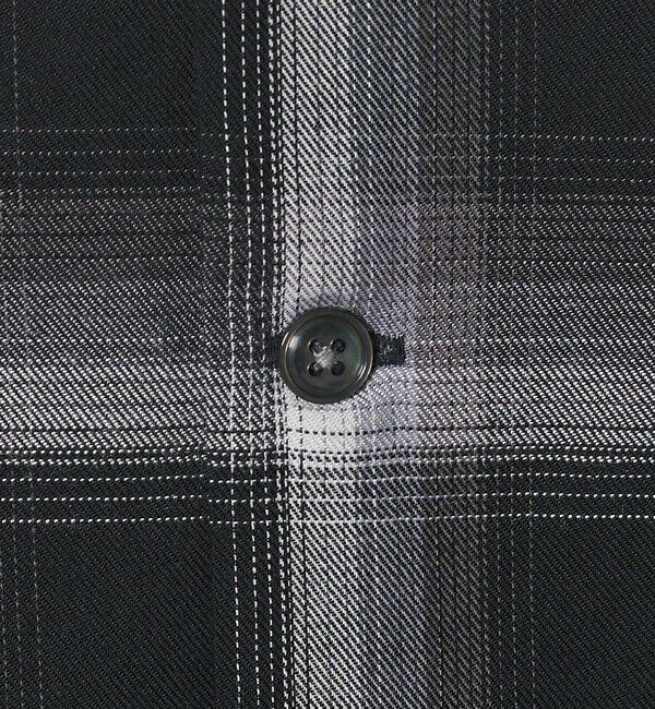 MONKEY TIME「コットン レーヨン オンブレ チェック オープンカラー シャツ」|シャツ・ブラウス|