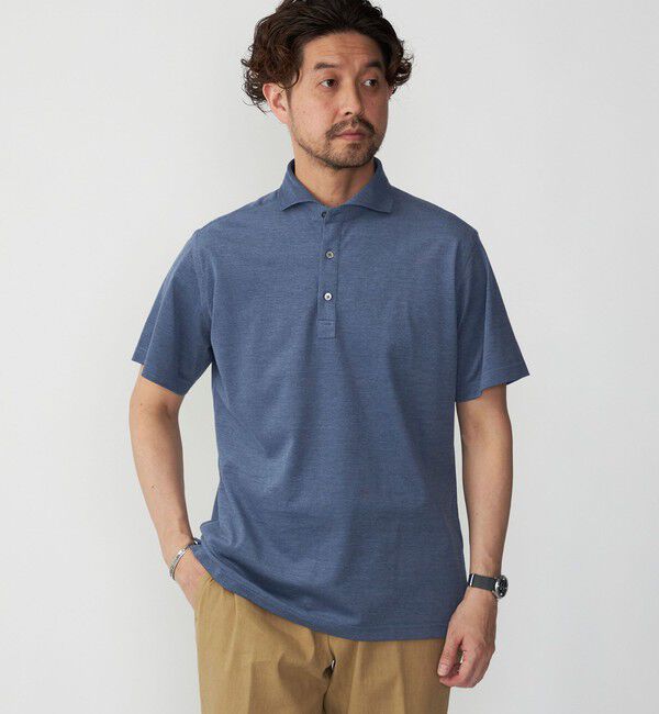 SHIPS「SHIPS：ALBINI 32ゲージ カノコ無地 ポロシャツ」|ポロシャツ|スカイブルー