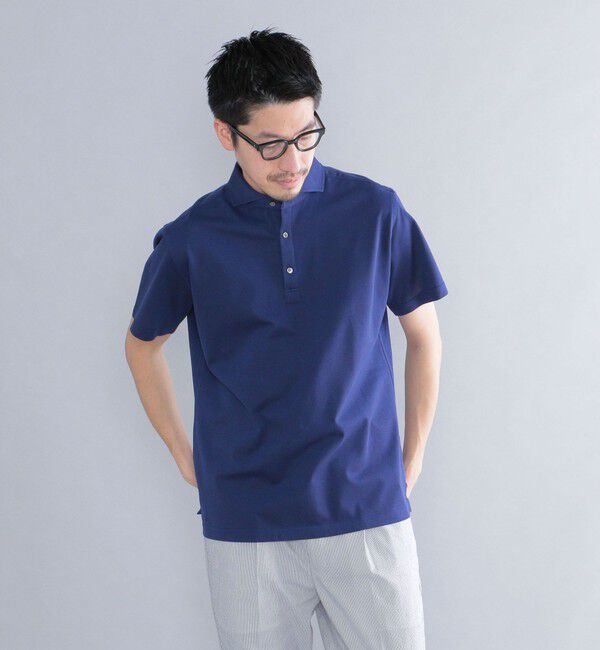 SHIPS「SHIPS：ALBINI 32ゲージ カノコ無地 ポロシャツ」|ポロシャツ|ブルー