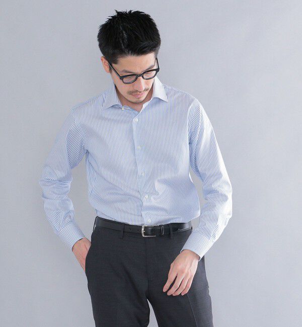 SHIPS「SHIPS: イージーアイロン ロンスト ワイドカラー シャツ」|シャツ・ブラウス|