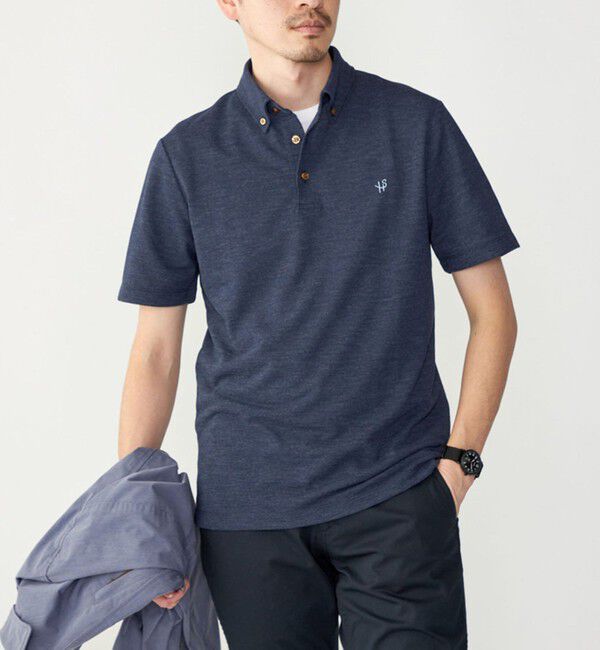 SHIPS「【WEB限定】SHIPS: 吸水速乾・UVケア Drymix（R）ワンポイントロゴ ボタンダウン ポロシャツ」|ポロシャツ|ロイヤルブルー