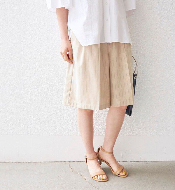 SHIPS for women「〈手洗い可能〉先染め ストライプ タック ショーツ◇」|その他|ナチュラル