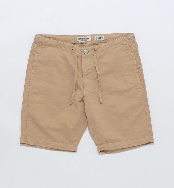 SHIPS「【SHIPS別注】GROWN&SEWN: コットン/リネン イージーショートパンツ」|チノ|カーキ