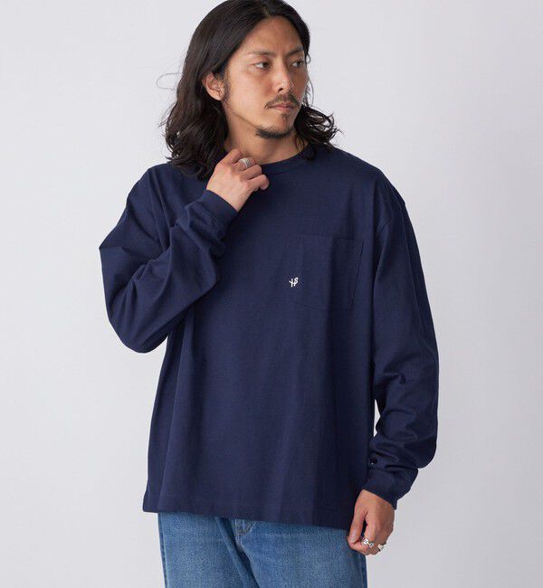 SHIPS「【WEB限定】SHIPS:〈汗染み防止加工〉ワンポイントロゴ ビッグシルエットヘビーウェイトTシャツ」|Tシャツ・カットソー|ネイビー