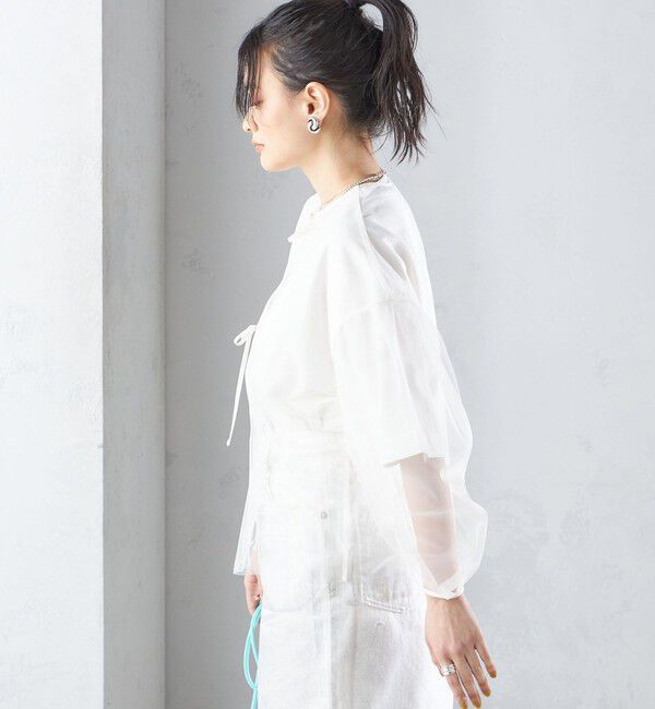 SHIPS for women「〈手洗い可能〉ソフト チュール 袖 ボリューム 2WAY ブラウス◇」|シャツ・ブラウス|