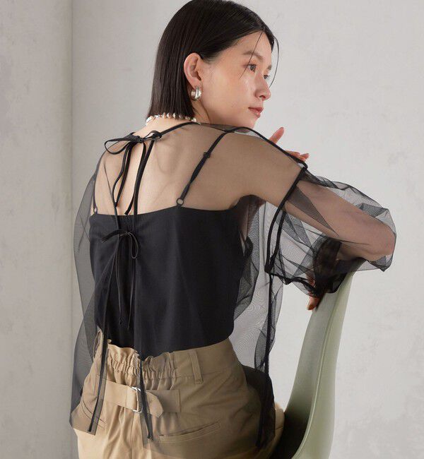 SHIPS for women「〈手洗い可能〉ソフト チュール 袖 ボリューム 2WAY ブラウス◇」|シャツ・ブラウス|