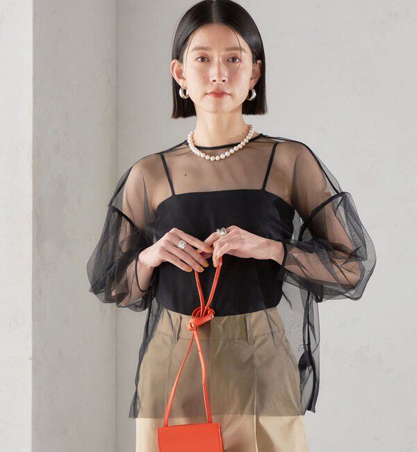 SHIPS for women「〈手洗い可能〉ソフト チュール 袖 ボリューム 2WAY ブラウス◇」|シャツ・ブラウス|