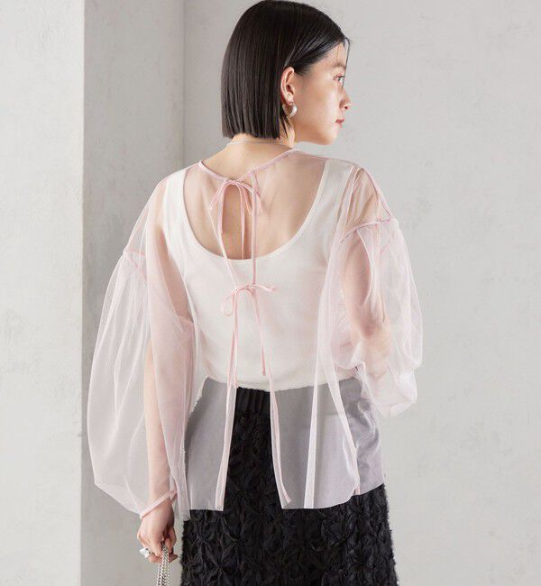 SHIPS for women「〈手洗い可能〉ソフト チュール 袖 ボリューム 2WAY ブラウス◇」|シャツ・ブラウス|