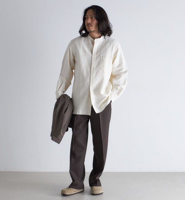 SHIPS「SHIPS: バンドカラー コットン ラミー シャツ アウター」|シャツ・ブラウス|