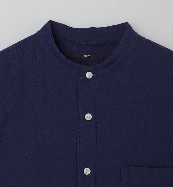 SHIPS「SHIPS: バンドカラー コットン ラミー シャツ アウター」|シャツ・ブラウス|