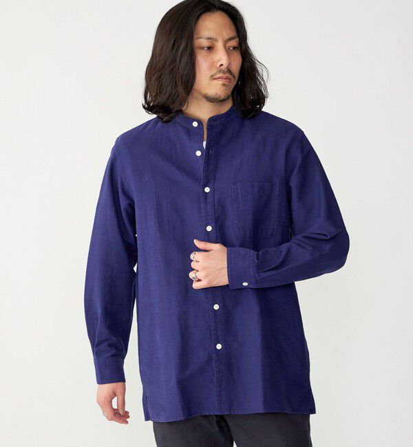 SHIPS「SHIPS: バンドカラー コットン ラミー シャツ アウター」|シャツ・ブラウス|