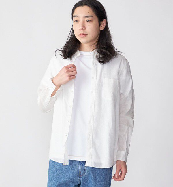 SHIPS「SHIPS: SOLOTEX(R) リネン レギュラーカラー シャツ」|シャツ・ブラウス|ホワイト