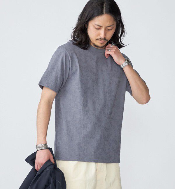 SHIPS「SHIPS: リンクス ジャカード リーフ柄 Tシャツ」|Tシャツ・カットソー|