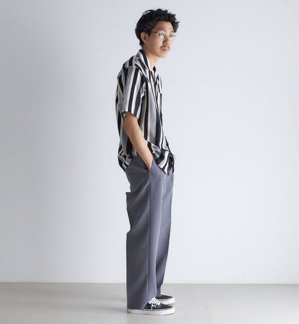 SHIPS「SHIPS:  ハニカム ストライプ オープンカラー シャツ」|シャツ・ブラウス|