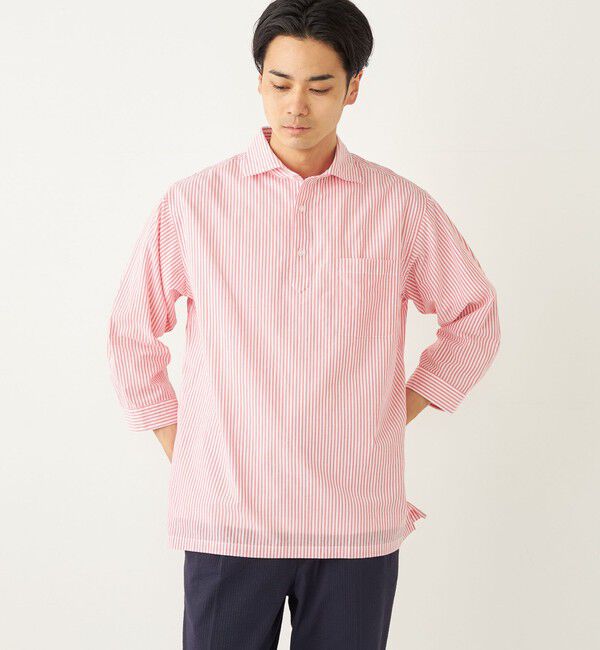 SHIPS Colors 「SHIPS Colors:〈洗濯機可能〉シアーサッカー スキッパー 7分袖 シャツ」|シャツ・ブラウス|