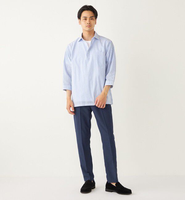 SHIPS Colors 「SHIPS Colors:〈洗濯機可能〉シアーサッカー スキッパー 7分袖 シャツ」|シャツ・ブラウス|