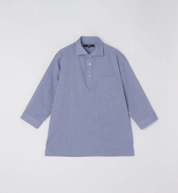 SHIPS Colors 「SHIPS Colors:〈洗濯機可能〉シアーサッカー スキッパー 7分袖 シャツ」|シャツ・ブラウス|