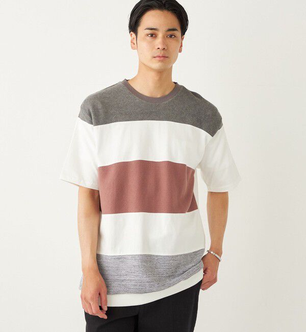 SHIPS Colors 「SHIPS Colors:〈手洗い可能〉切り替え ボーダー TEE◇」|Tシャツ・カットソー|グレー