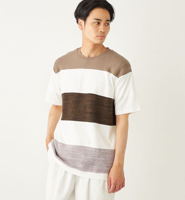 SHIPS Colors 「SHIPS Colors:〈手洗い可能〉切り替え ボーダー TEE◇」|Tシャツ・カットソー|ベージュ