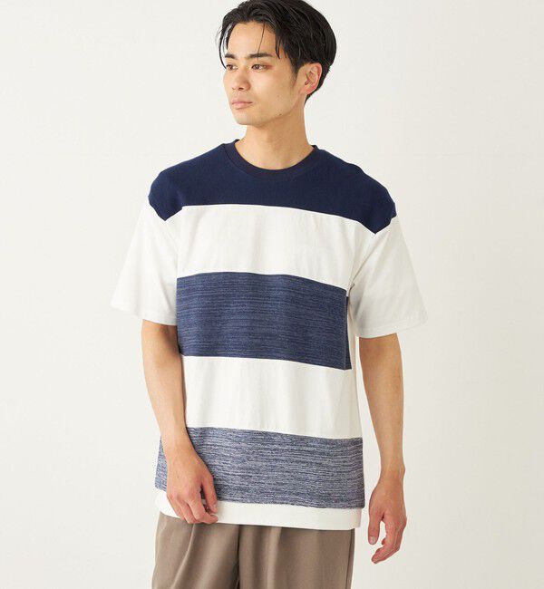 SHIPS Colors 「SHIPS Colors:〈手洗い可能〉切り替え ボーダー TEE◇」|Tシャツ・カットソー|ネイビー