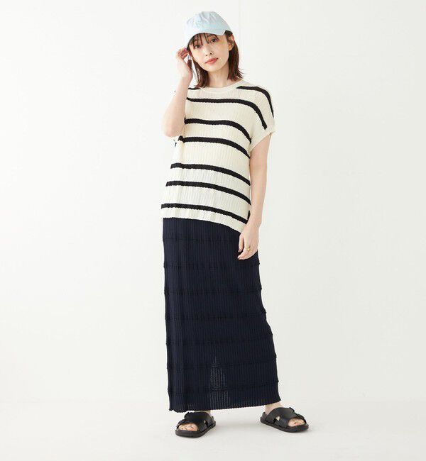 SHIPS Colors 「SHIPS Colors:〈手洗い可能〉変わり編み フレンチスリーブ ニット」|ニット・セーター|