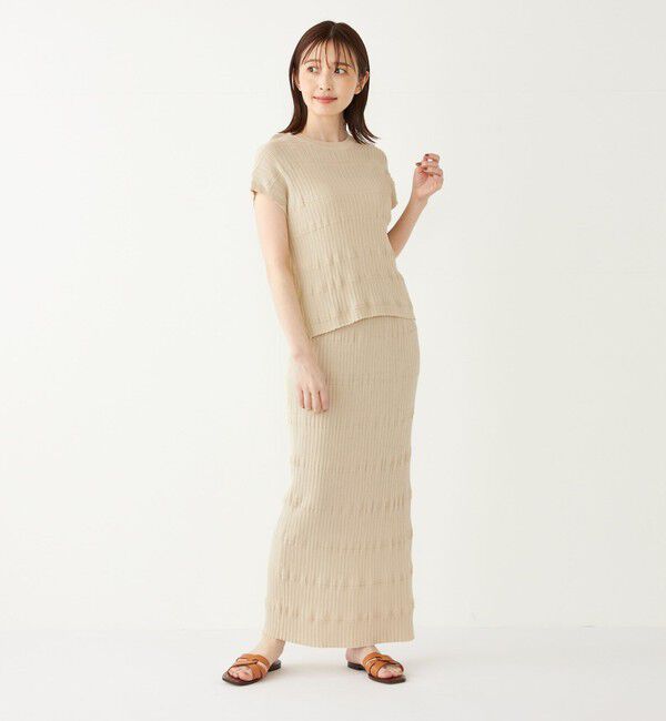 SHIPS Colors 「SHIPS Colors:〈手洗い可能〉変わり編み フレンチスリーブ ニット」|ニット・セーター|