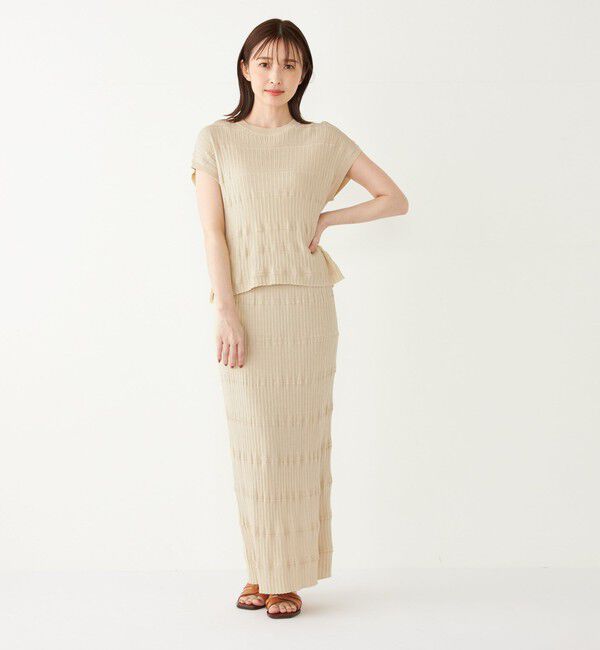 SHIPS Colors 「SHIPS Colors:〈手洗い可能〉変わり編み フレンチスリーブ ニット」|ニット・セーター|