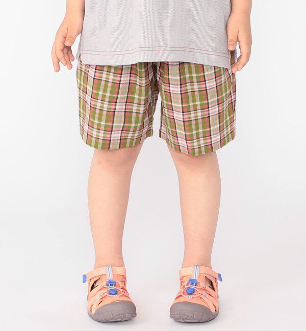 SHIPS KIDS「SHIPS KIDS:100～130cm / コットン チェック ショート パンツ」|その他|ライトグリーン