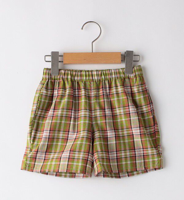 SHIPS KIDS「SHIPS KIDS:80～90cm / コットン チェック ショート パンツ」|その他|ライトグリーン