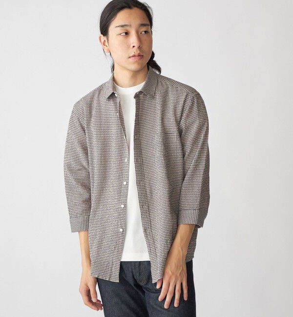 SHIPS「SHIPS: エアー サッカー レギュラーカラー 7スリーブ シャツ」|シャツ・ブラウス|ブラウン