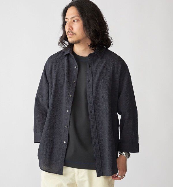 SHIPS「SHIPS: エアー サッカー レギュラーカラー 7スリーブ シャツ」|シャツ・ブラウス|