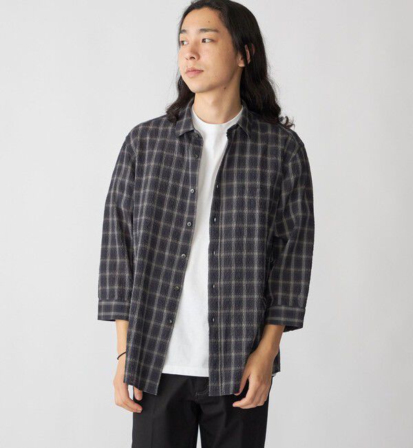 SHIPS「SHIPS: エアー サッカー レギュラーカラー 7スリーブ シャツ」|シャツ・ブラウス|