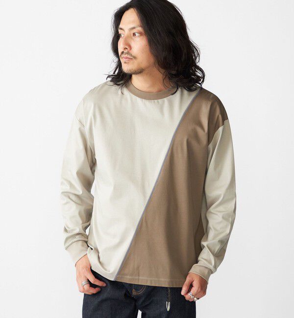 SHIPS「SHIPS: カラースラント パネル 長袖 Tシャツ」|Tシャツ・カットソー|