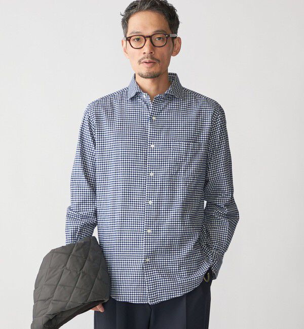 SHIPS「SHIPS: セミワイド ギンガム/ストライプ ビエラ シャツ」|シャツ・ブラウス|ダークブルー