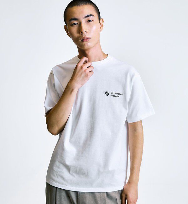 SHIPS「City Ambient Products: スタンダード ロゴ プリント Tシャツ」|Tシャツ・カットソー|ホワイト