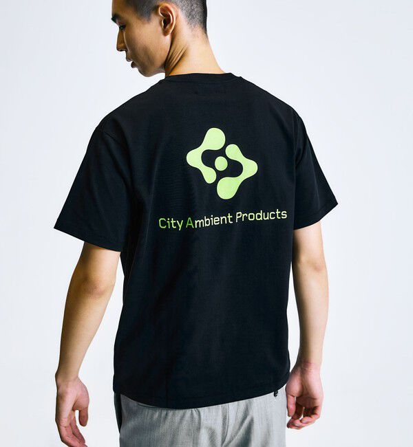 SHIPS「City Ambient Products: スタンダード ロゴ プリント Tシャツ」|Tシャツ・カットソー|ブラック