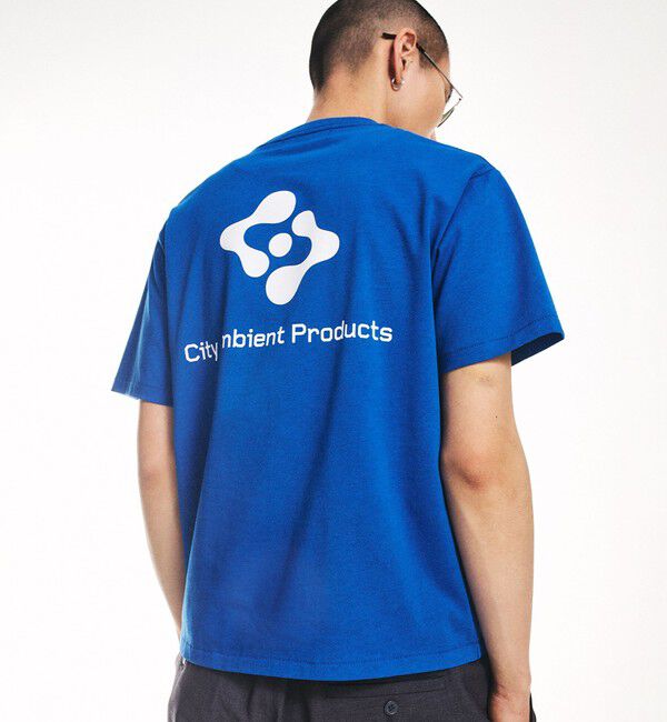 SHIPS「City Ambient Products: スタンダード ロゴ プリント Tシャツ」|Tシャツ・カットソー|ブルー